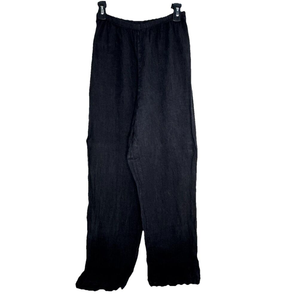 Johnny Was Black Elastic Waist Relaxed Linen Pants L Pull On Lagonlook